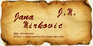 Jana Mirković vizit kartica